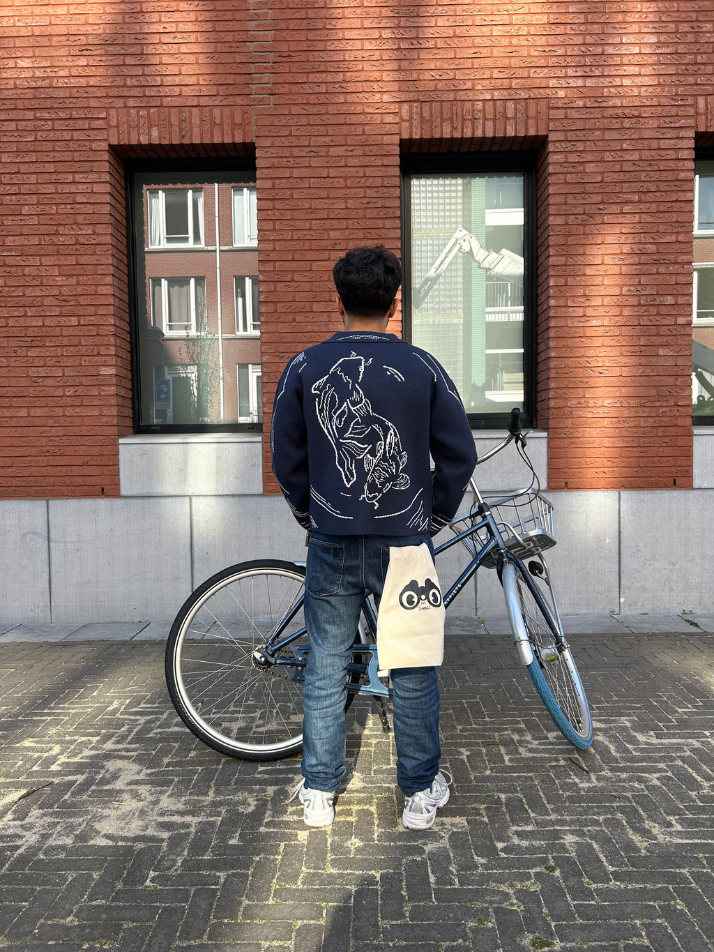 Koi Knit Overshirt (Navy)
