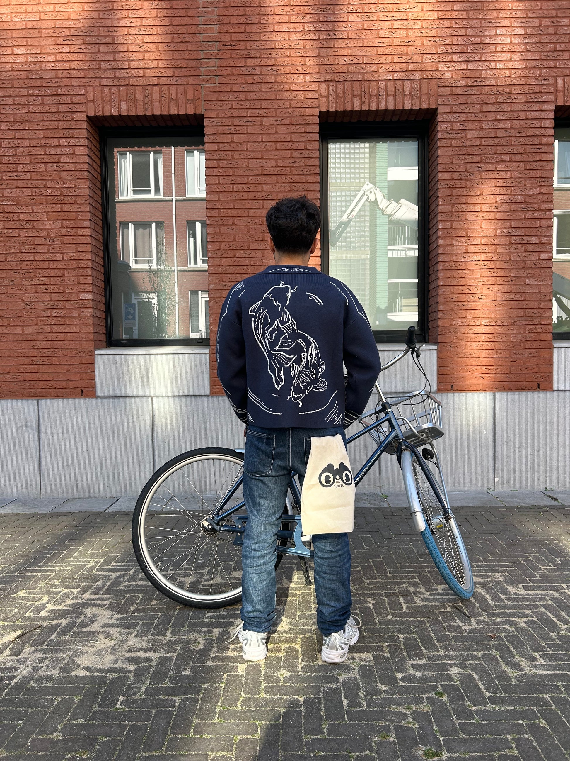 Koi Knit Overshirt (Navy)