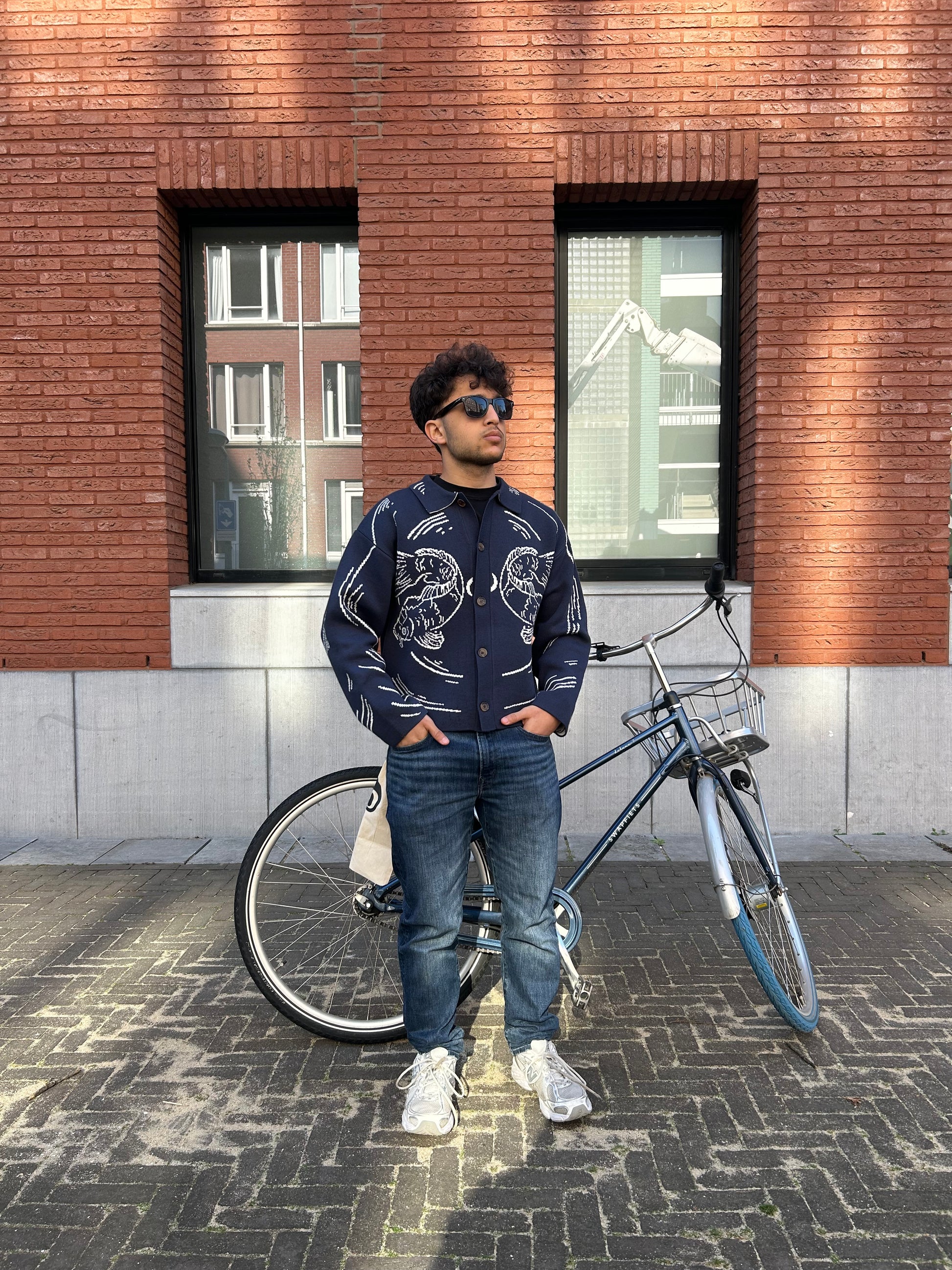 Koi Knit Overshirt (Navy)