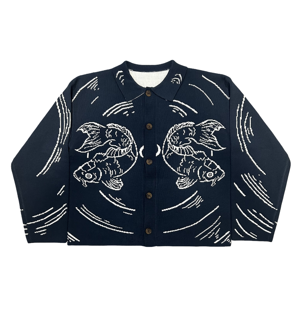 Koi Knit Overshirt (Navy)