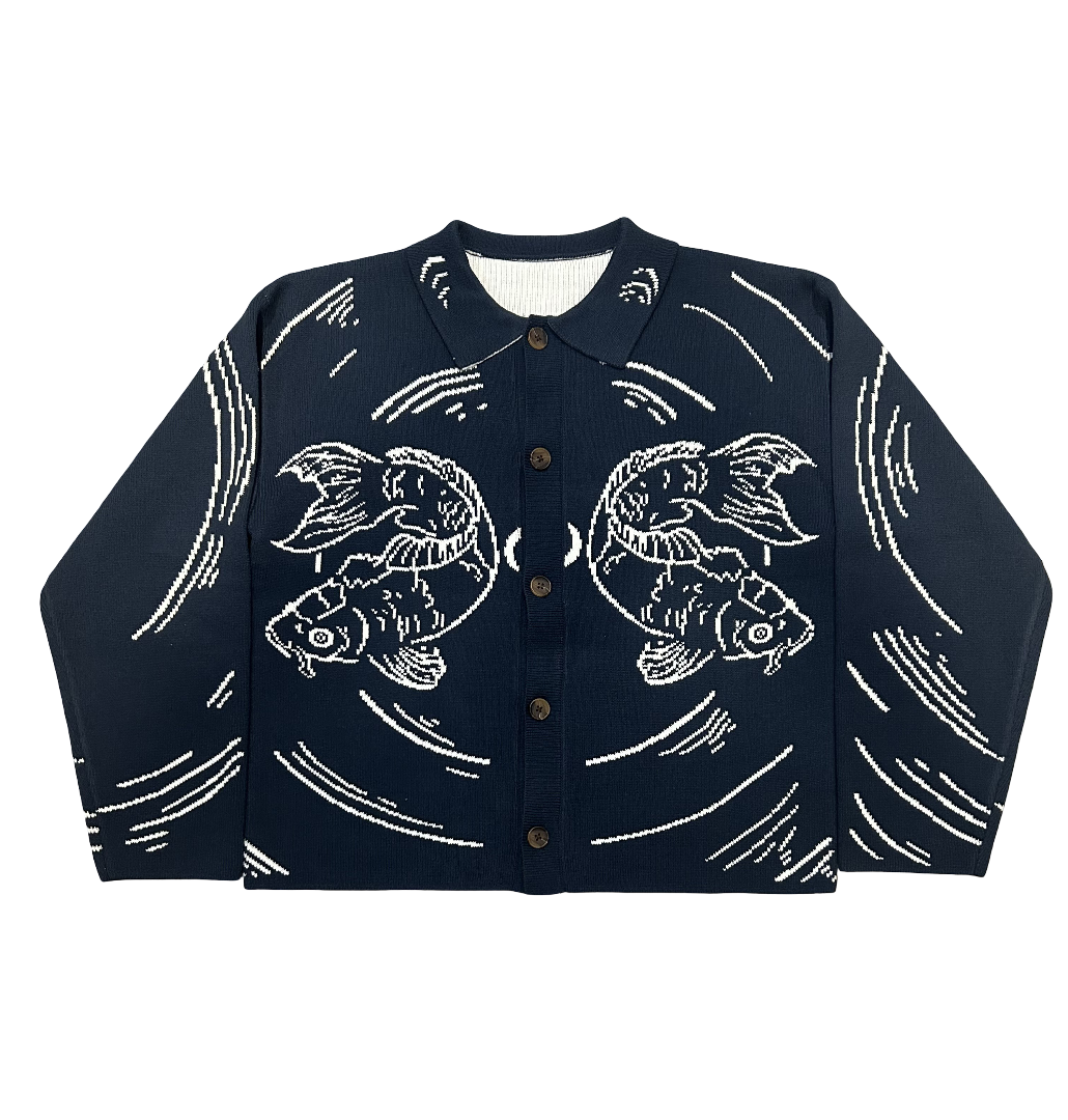 Koi Knit Overshirt (Navy)