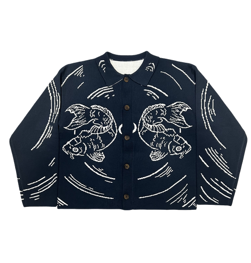 Koi Knit Overshirt (Navy)