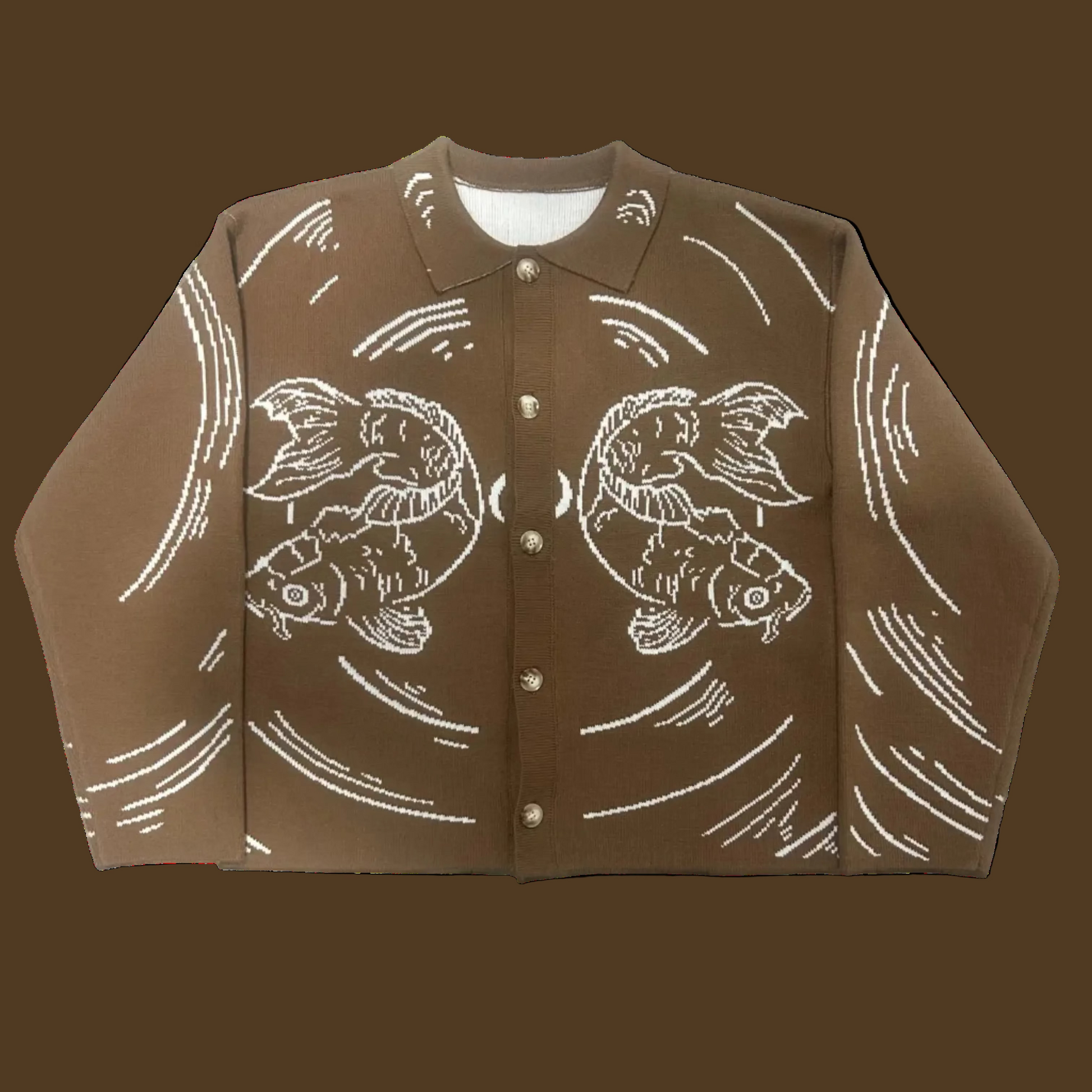 Koi Knit Overshirt (Sepia)
