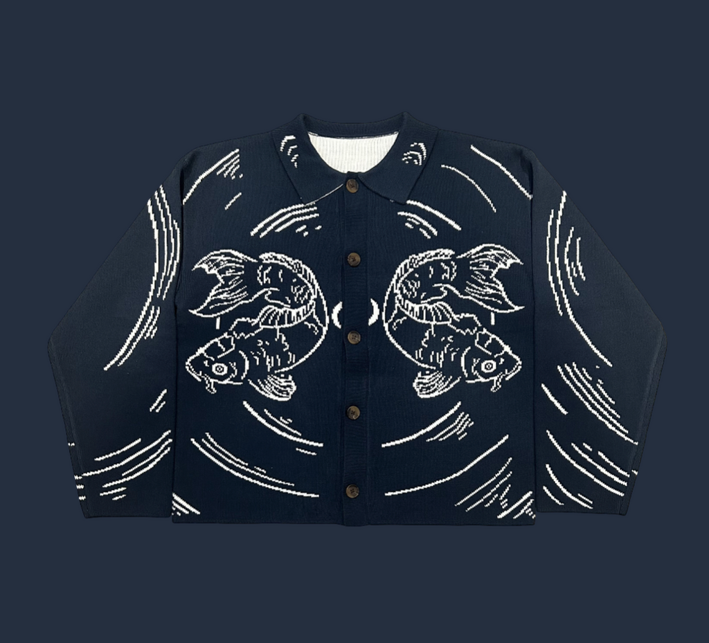 Koi Knit Overshirt (Navy)