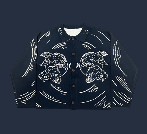 Koi Knit Overshirt (Navy)