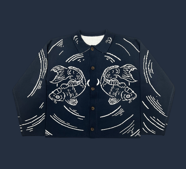 Koi Knit Overshirt (Navy)