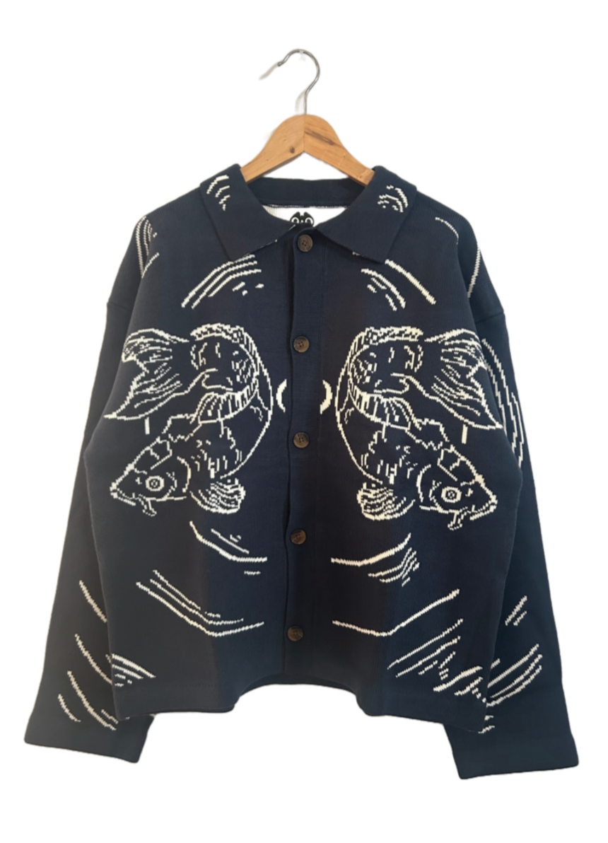 Koi Knit Overshirt (Navy)
