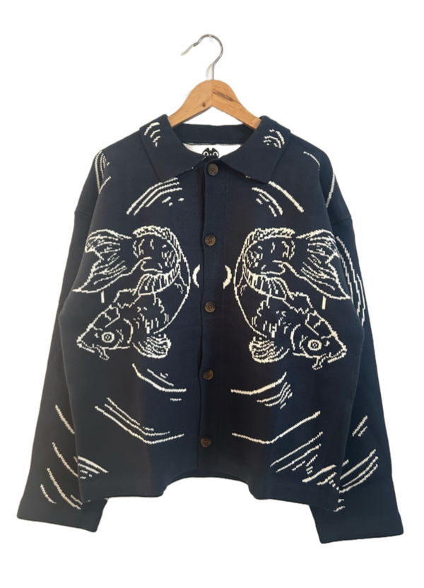 Koi Knit Overshirt (Navy)